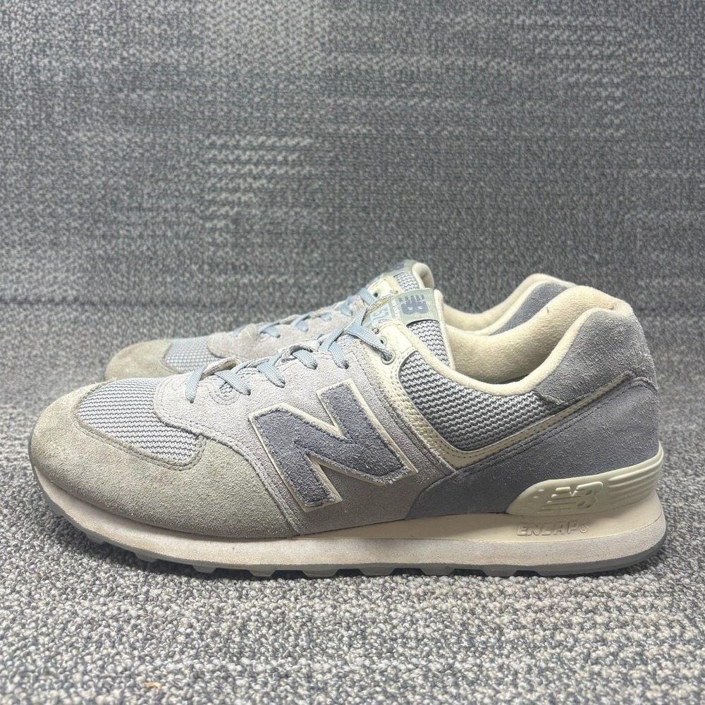 New Balance 574 ML574TIV Silver Mink Men's Size 12 D Suede Sneakers Gray
